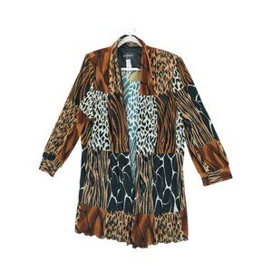 John Roberts Woman Jacket Open Cardigan Stretch Leopard Pattern Patched Size 24W